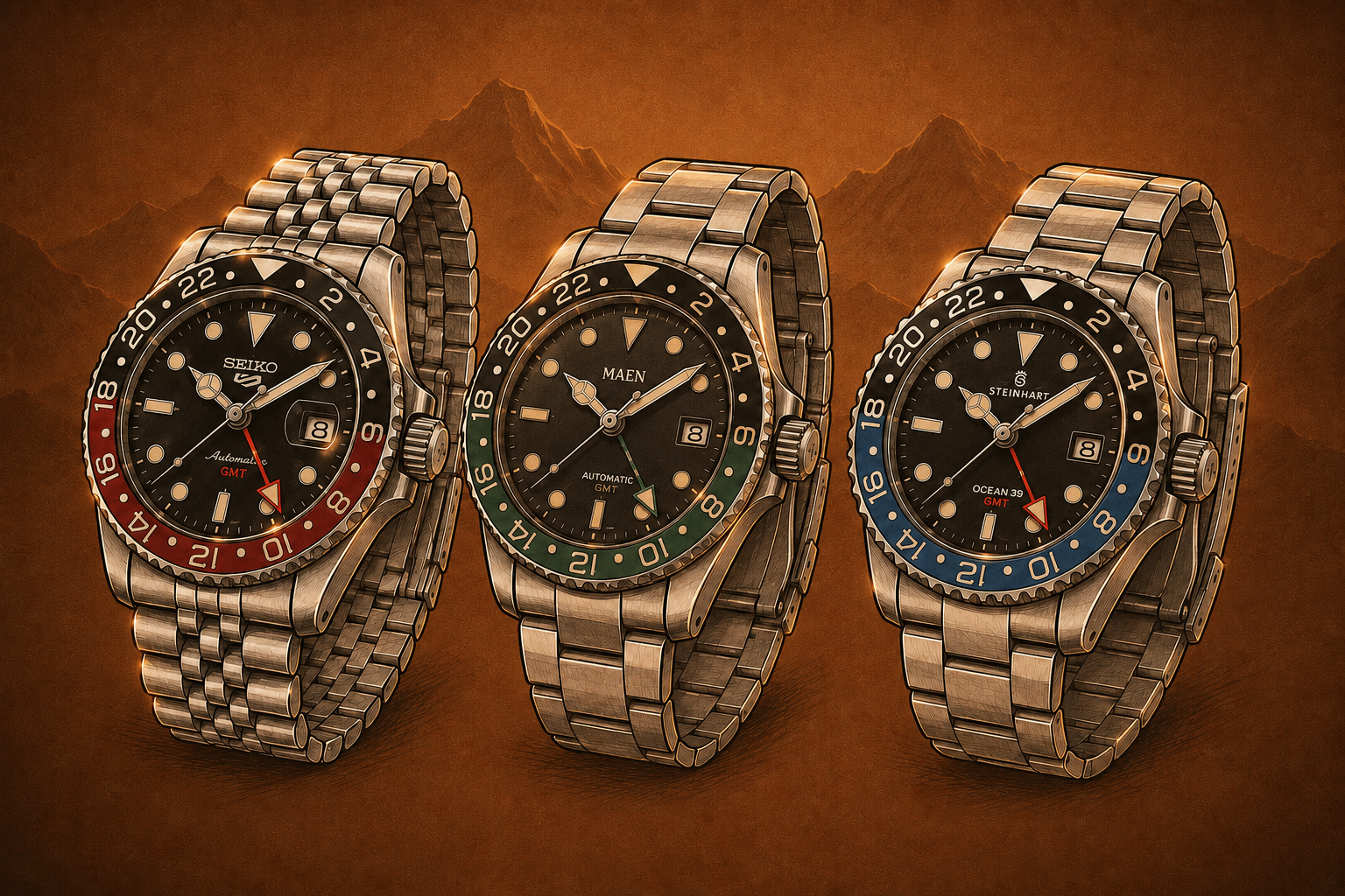 Seiko, Maen and Steinhart affordable GMT watches compared